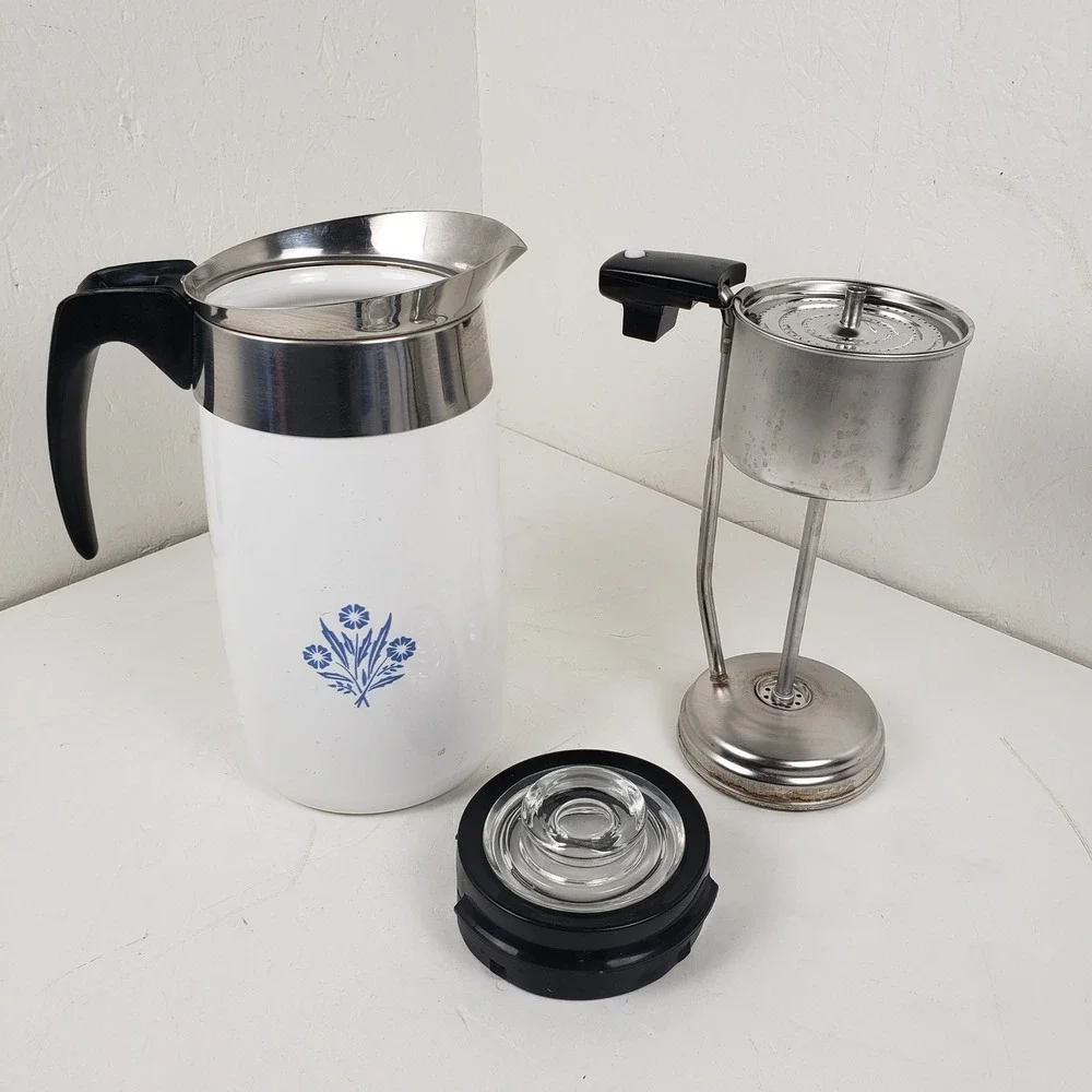 Vintage Corning Ware Blue Cornflower 10 Cup Electric Percolator P-80-EP No Cord